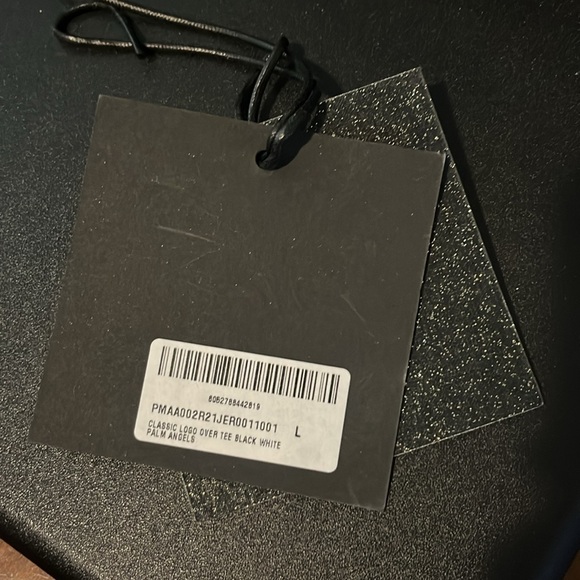 PALM ANGELS. LARGE. T-SHIRT BLACK W/T WHITE LOGO - Picture 3 of 3